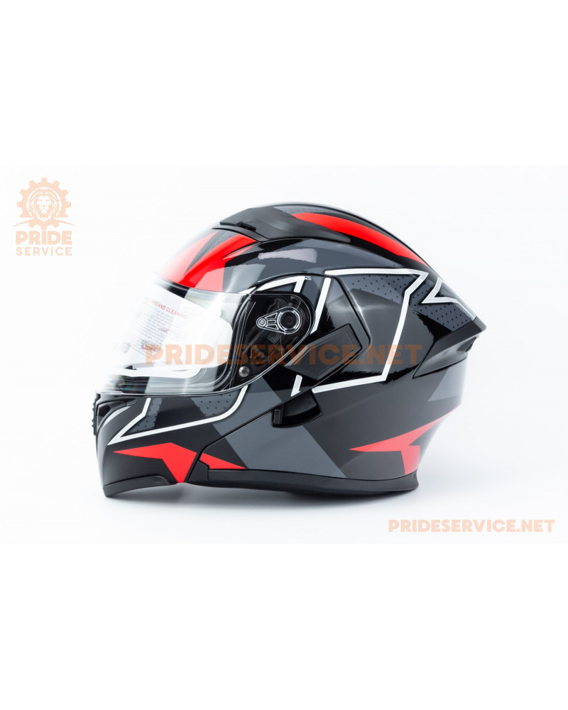 Шолом модуляр з відкидним підборіддям, висувні окуляри GLX-902 L (59-60см), чорно-червоний