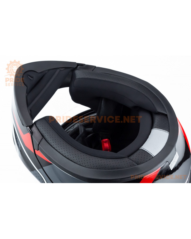 Шолом модуляр з відкидним підборіддям, висувні окуляри GLX-902 L (59-60см), чорно-червоний