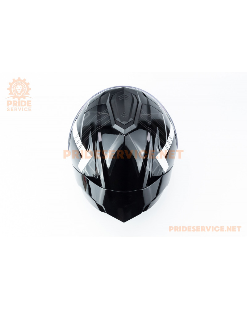 Шолом модуляр з відкидним підборіддям (стандарт DOT), висувні окуляри GLX-912 M (57-58см), чорно-білий