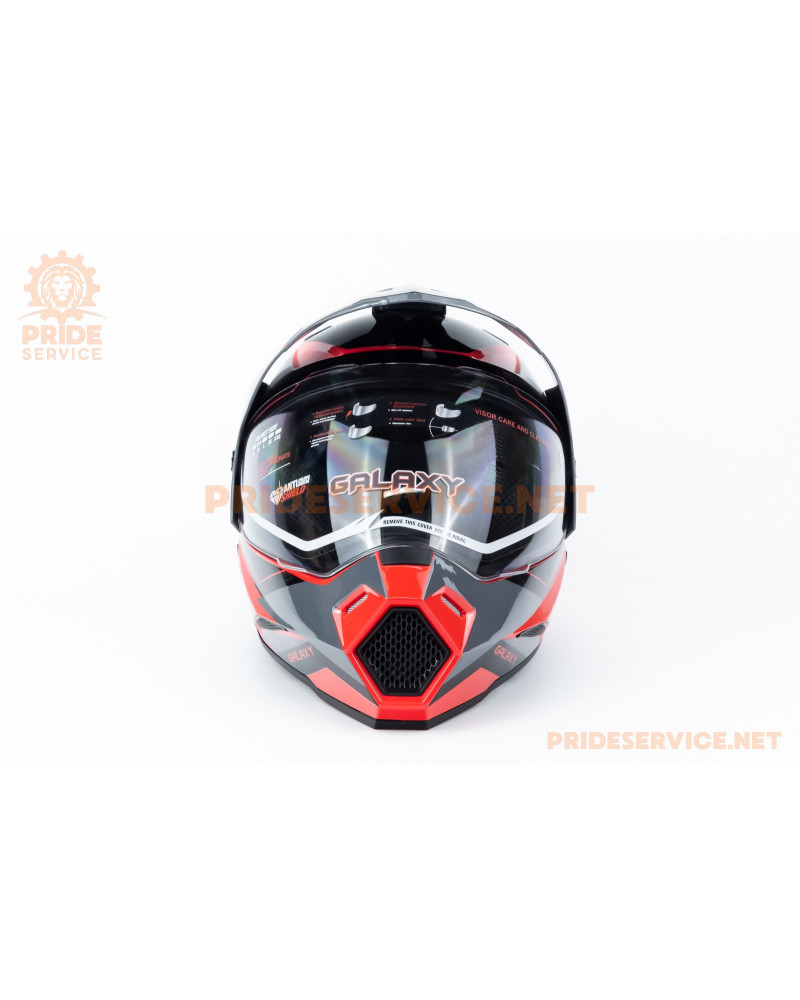 Шолом кросовий з візором (стандарт DOT), висувні окуляри GLX-802 M (57-58см), чорно-червоний