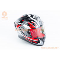 Шолом інтеграл APEX STREAK з пінлоком (стандарт DOT/ECE), висувні сонцезахисні окуляри М (57-58см), чорно-червоний Шолом інтеграл APEX STREAK з пінлоком (стандарт DOT/ECE), висувні сонцезахисні окуляри М (57-58см), чорно-червоний