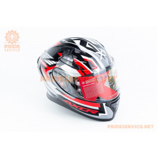 Шолом інтеграл APEX STREAK з пінлоком (стандарт DOT/ECE), висувні сонцезахисні окуляри М (57-58см), чорно-червоний