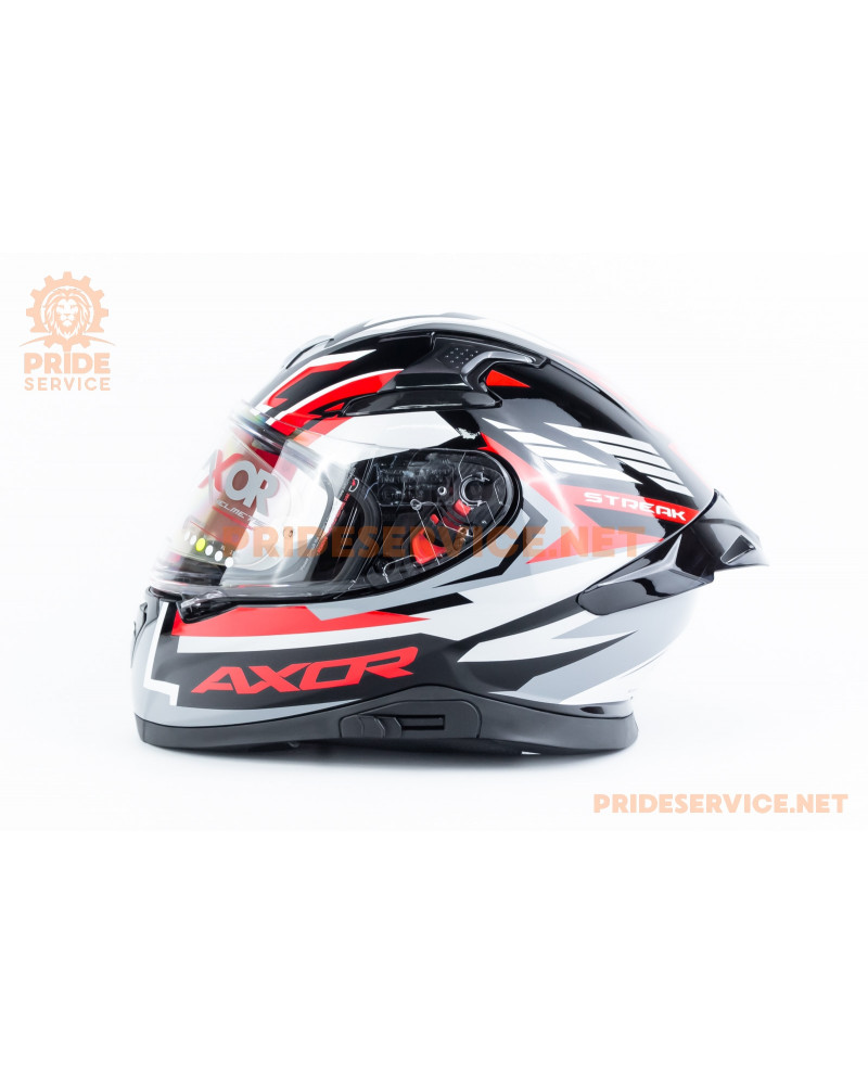 Шолом інтеграл APEX STREAK з пінлоком (стандарт DOT/ECE), висувні сонцезахисні окуляри М (57-58см), чорно-червоний Шолом інтеграл APEX STREAK з пінлоком (стандарт DOT/ECE), висувні сонцезахисні окуляри М (57-58см), чорно-червоний