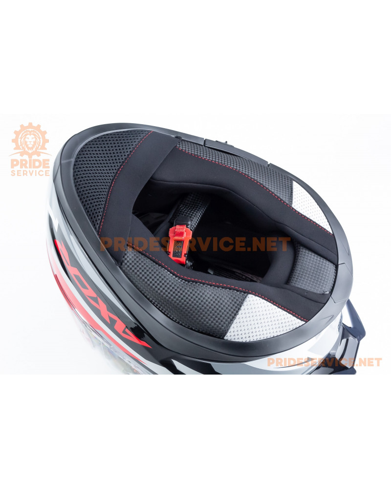 Шолом інтеграл APEX STREAK з пінлоком (стандарт DOT/ECE), висувні сонцезахисні окуляри М (57-58см), чорно-червоний Шолом інтеграл APEX STREAK з пінлоком (стандарт DOT/ECE), висувні сонцезахисні окуляри М (57-58см), чорно-червоний