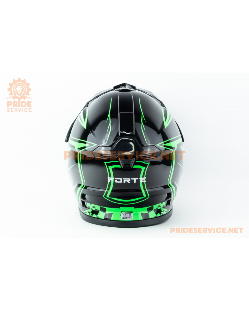 Шолом кросовий з візором F-819-6 S (55-56см), чорно-зелений
