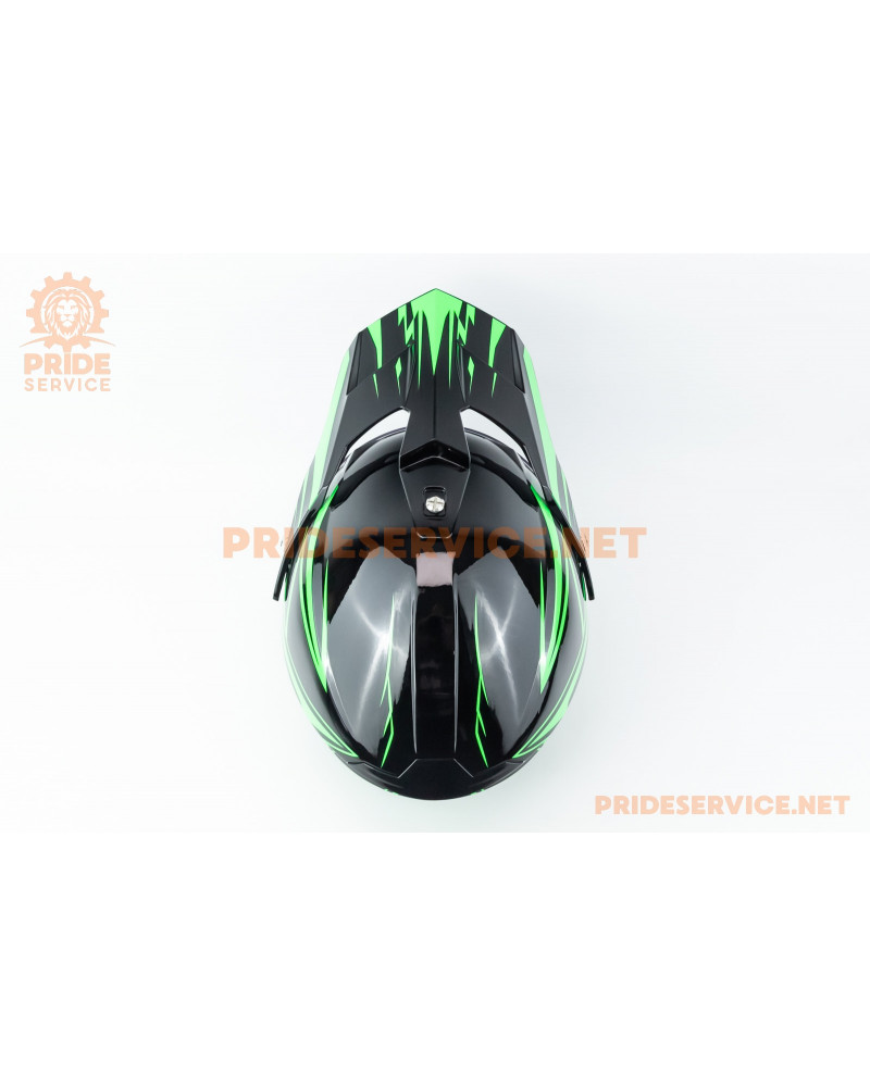 Шолом кросовий з візором F-819-6 S (55-56см), чорно-зелений