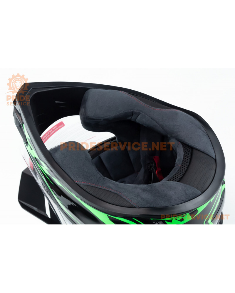 Шолом кросовий з візором F-819-6 S (55-56см), чорно-зелений