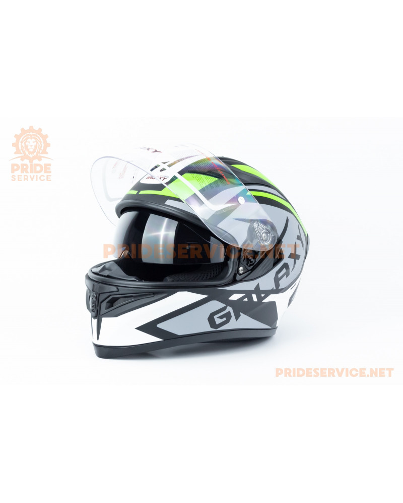 Шолом інтеграл, висувні окуляри GLX-316 M (57-58см), чорно-салатовий мат