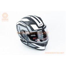 Шолом інтеграл, висувні окуляри GLX-316 L (59-60см), чорно-білий мат