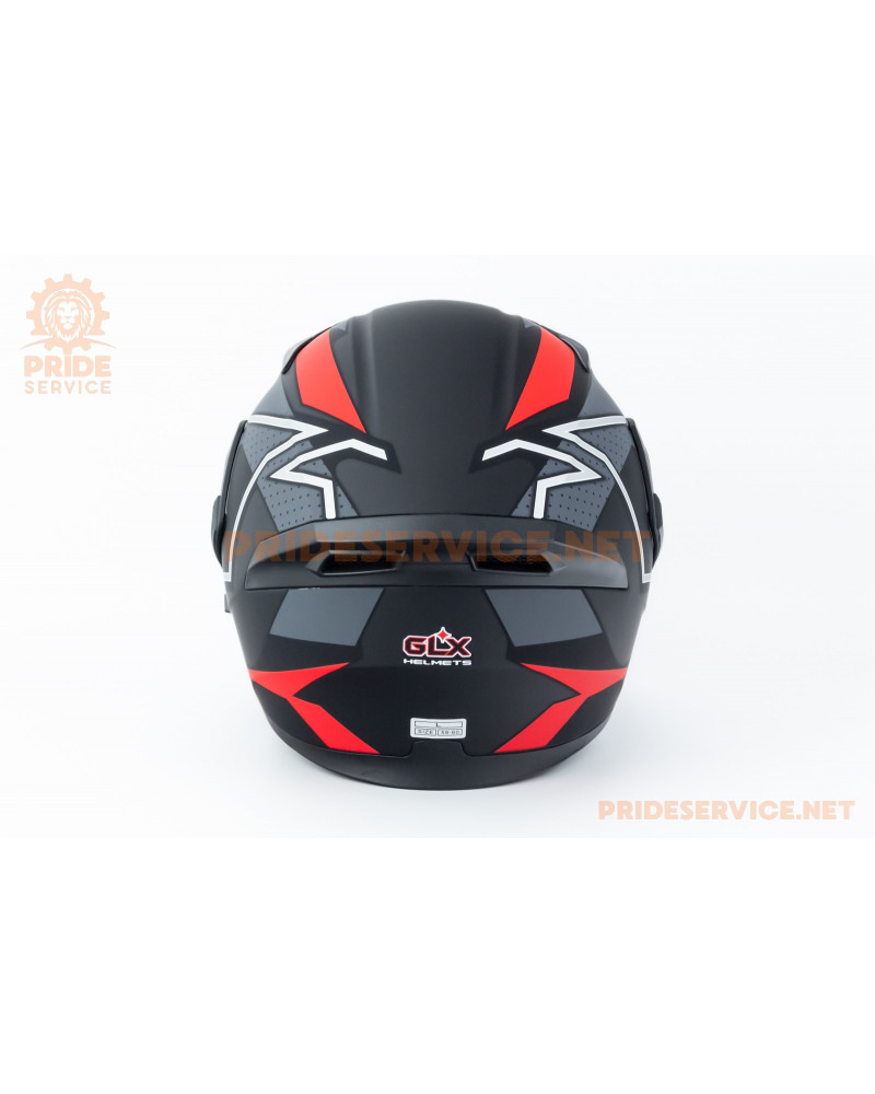 Шолом модуляр з відкидним підборіддям, висувні окуляри GLX-902 L (59-60см), чорно-червоний мат