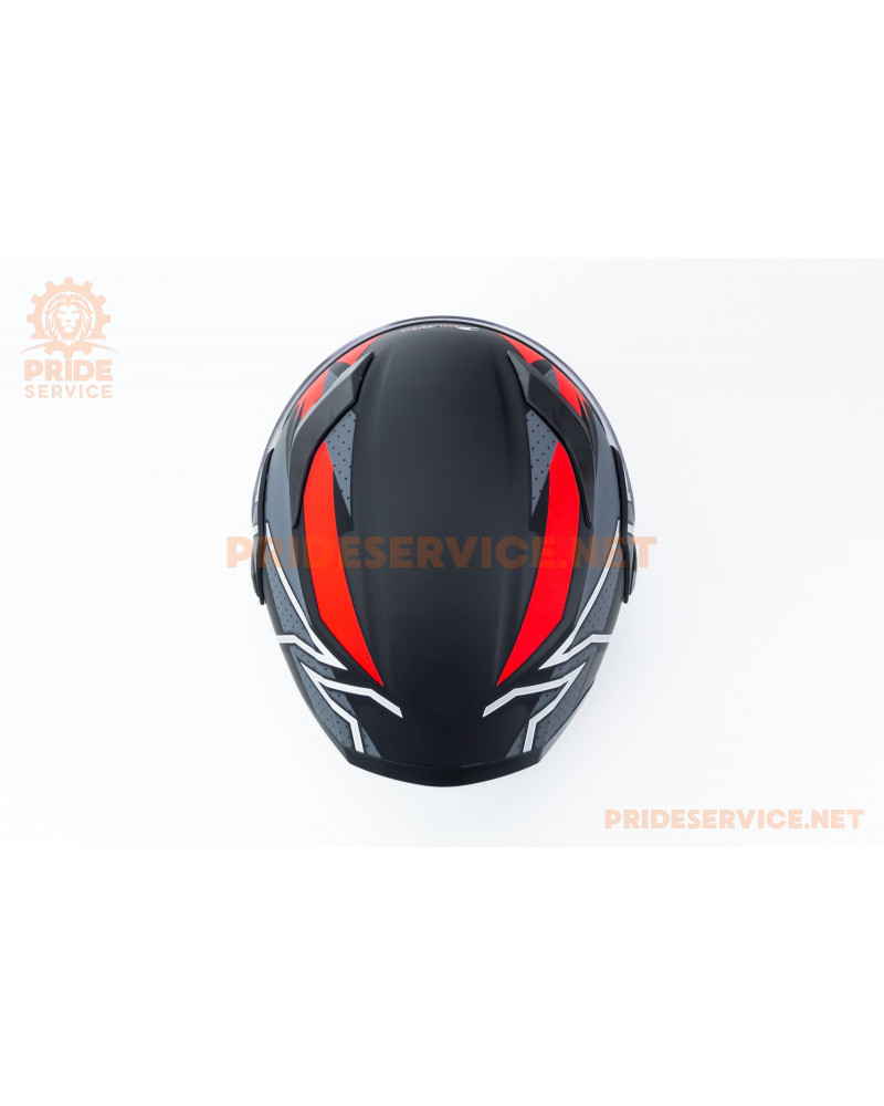 Шолом модуляр з відкидним підборіддям, висувні окуляри GLX-902 L (59-60см), чорно-червоний мат