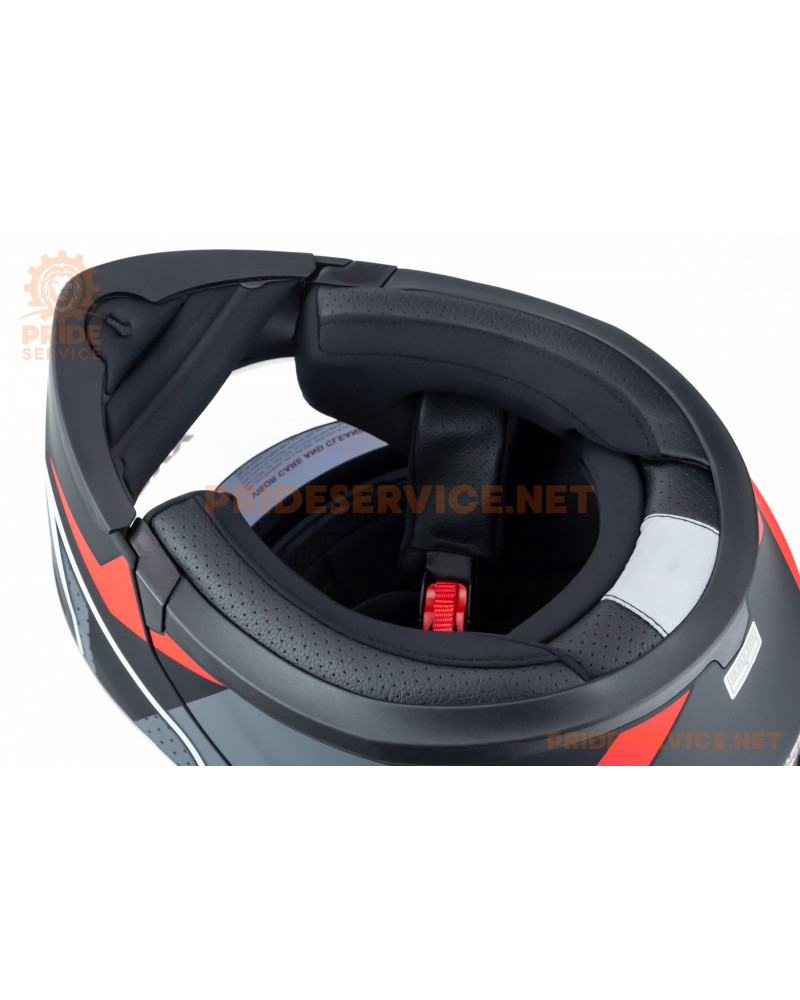 Шолом модуляр з відкидним підборіддям, висувні окуляри GLX-902 L (59-60см), чорно-червоний мат