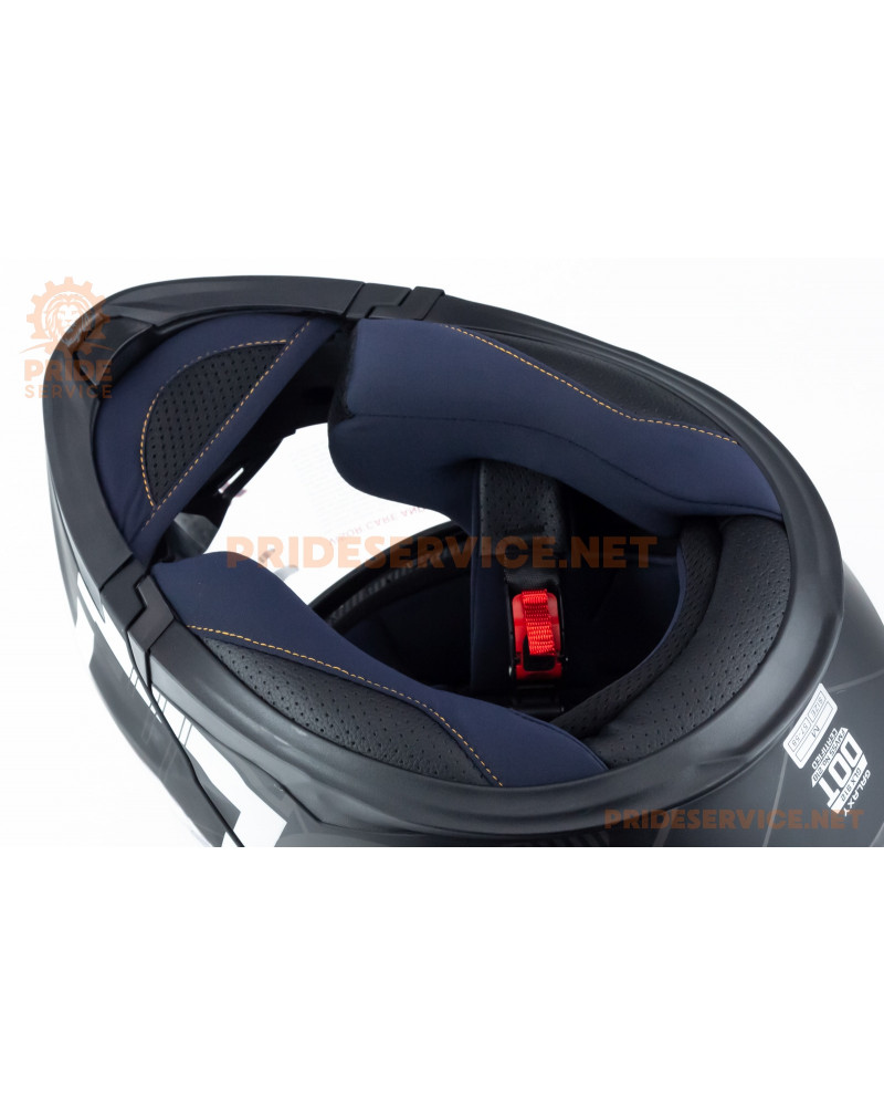 Шолом модуляр з відкидним підборіддям (стандарт DOT), висувні окуляри GLX-912 M (57-58см), чорно-білий мат