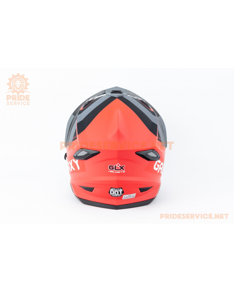 Шолом кросовий з візором (стандарт DOT), висувні окуляри GLX-802 M (57-58см), чорно-червоний мат