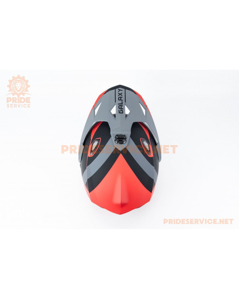 Шолом кросовий з візором (стандарт DOT), висувні окуляри GLX-802 M (57-58см), чорно-червоний мат