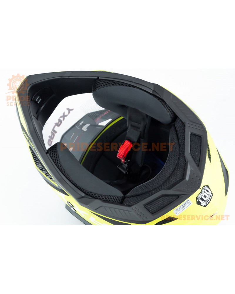 Шолом кросовий з візором (стандарт DOT), висувні окуляри GLX-802 L (59-60см), чорно-салатовий мат