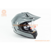 Шолом кросовий JUNIOR (стандарт DOT) F-818-2 L (53-54см), сірий