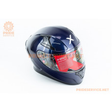 Шолом інтеграл APEX з пінлоком (стандарт DOT/ECE), висувні сонцезахисні окуляри L (59-60см), синій