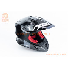 Шолом кросовий X CROSS (стандарт DOT/ECE) М (57-58см), чорно-червоний