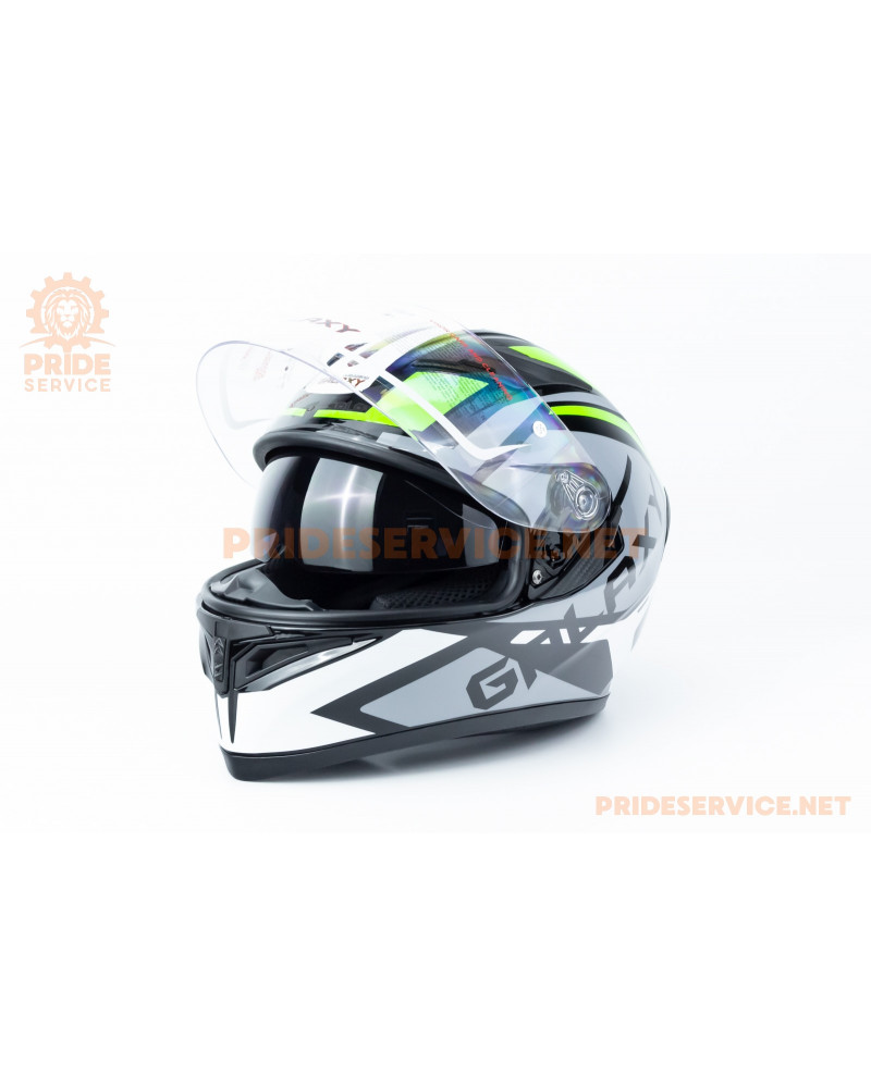 Шолом інтеграл, висувні окуляри GLX-316 L (59-60см), чорно-салатовий