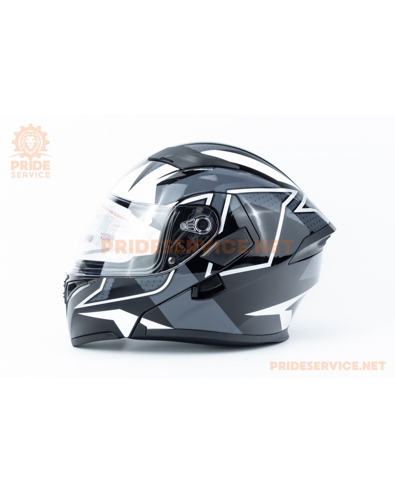 Шолом модуляр з відкидним підборіддям, висувні окуляри GLX-902 S (55-56см), чорно-білий