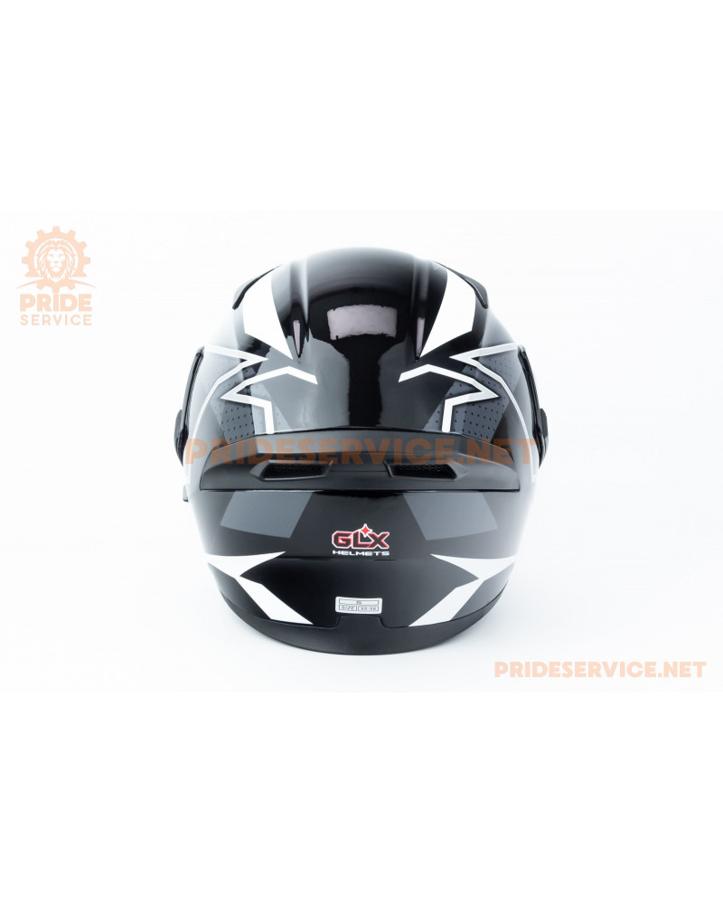 Шолом модуляр з відкидним підборіддям, висувні окуляри GLX-902 S (55-56см), чорно-білий
