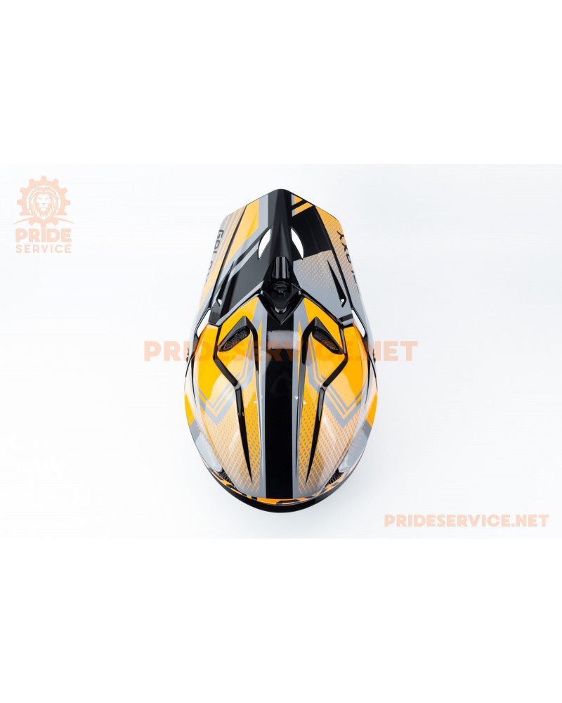 Шолом кросовий (стандарт DOT) GLX-803 M (57-58см), чорно-помаранчевий