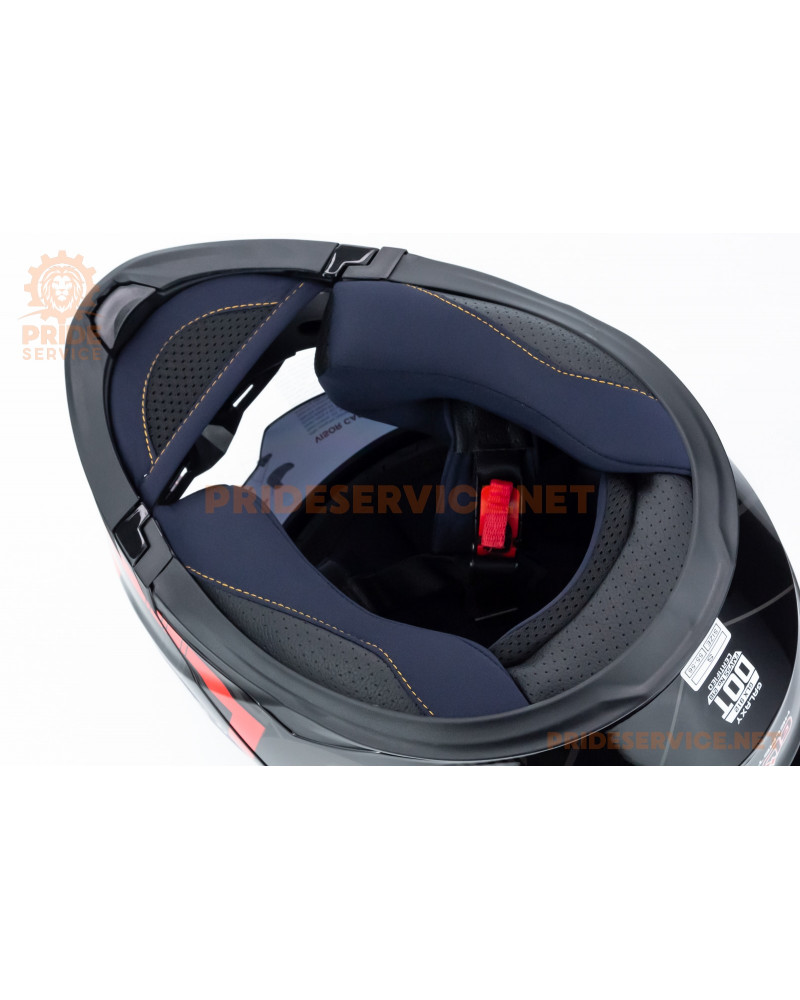 Шолом модуляр з відкидним підборіддям (стандарт DOT), висувні окуляри GLX-912 S (55-56см), чорно-червоний