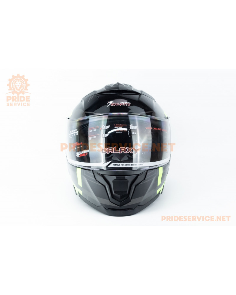 Шолом модуляр з відкидним підборіддям (стандарт DOT), висувні окуляри GLX-912 M (57-58см), чорно-салатовий