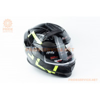 Шолом модуляр з відкидним підборіддям (стандарт DOT), висувні окуляри GLX-912 M (57-58см), чорно-салатовий