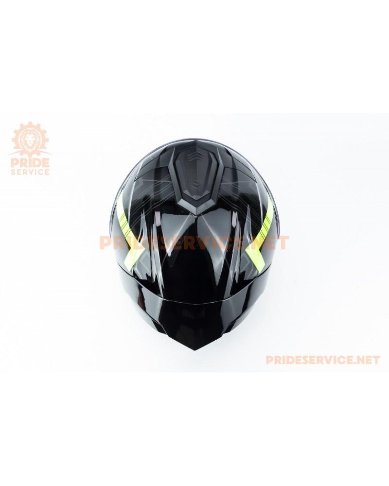 Шолом модуляр з відкидним підборіддям (стандарт DOT), висувні окуляри GLX-912 M (57-58см), чорно-салатовий