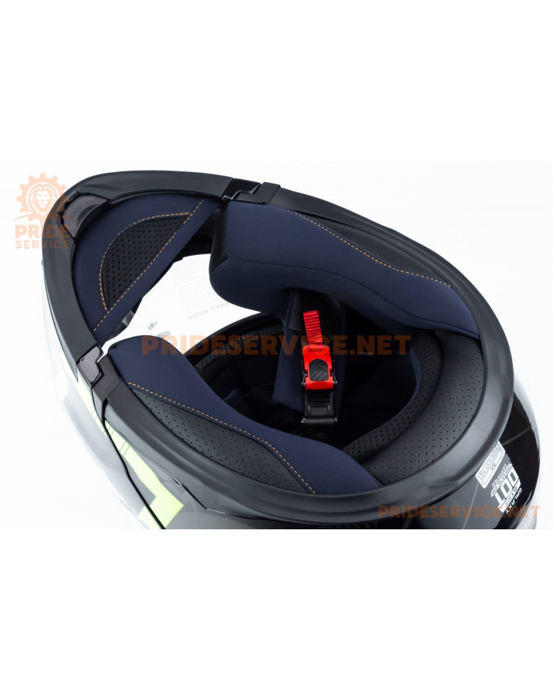 Шолом модуляр з відкидним підборіддям (стандарт DOT), висувні окуляри GLX-912 M (57-58см), чорно-салатовий