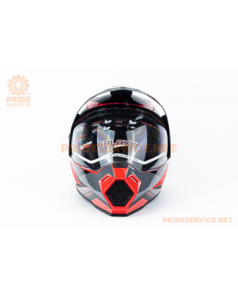 Шолом кросовий з візором (стандарт DOT), висувні окуляри GLX-802 L (59-60см), чорно-червоний