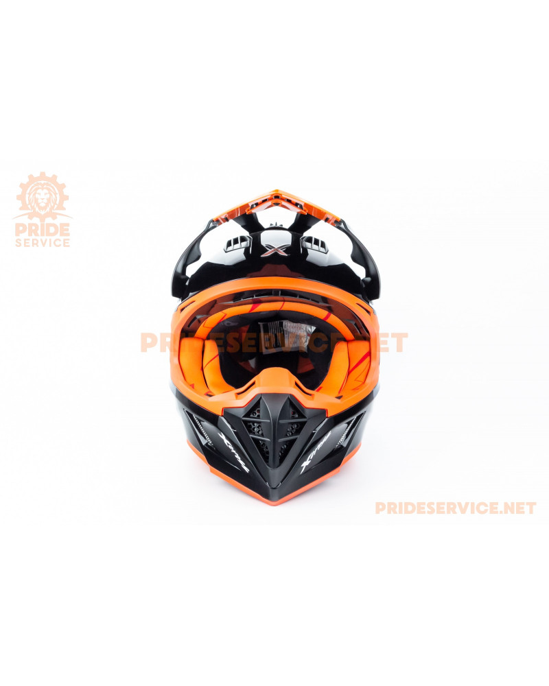 Шолом кросовий X CROSS (стандарт DOT/ECE) S (55-56см), чорно-помаранчевий