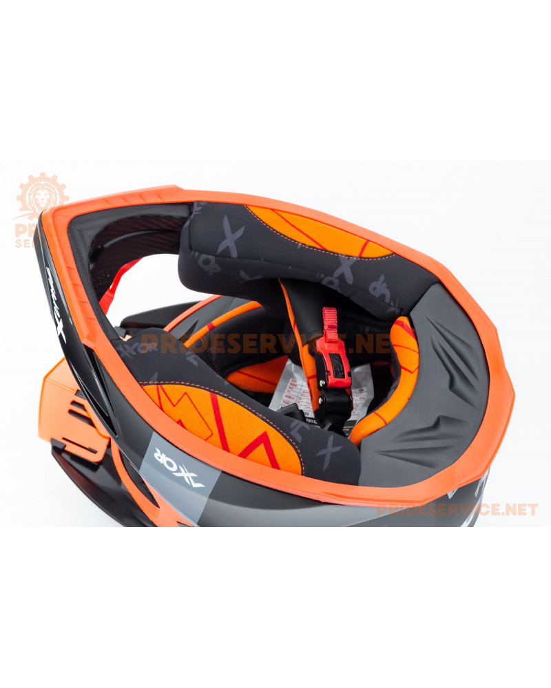 Шолом кросовий X CROSS (стандарт DOT/ECE) S (55-56см), чорно-помаранчевий