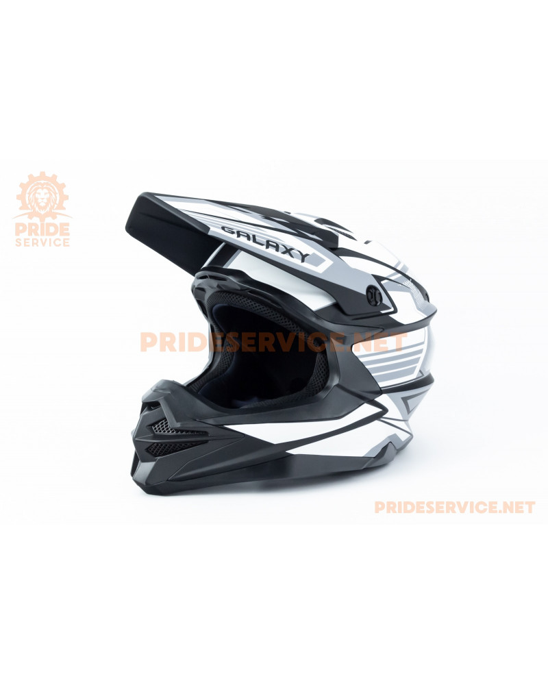 Шолом кросовий (стандарт DOT) GLX-803 L (59-60см), чорно-білий мат