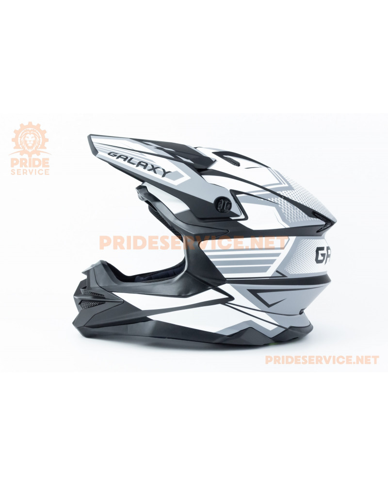 Шолом кросовий (стандарт DOT) GLX-803 L (59-60см), чорно-білий мат