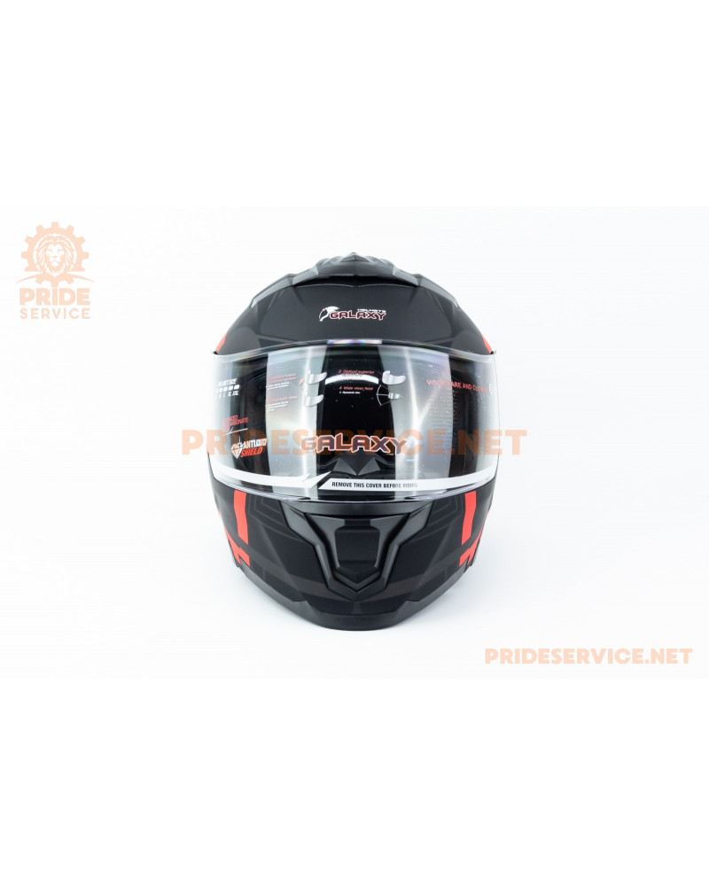 Шолом модуляр з відкидним підборіддям (стандарт DOT), висувні окуляри GLX-912 S (55-56см), чорно-червоний мат