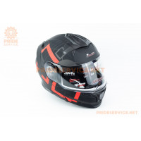 Шолом модуляр з відкидним підборіддям (стандарт DOT), висувні окуляри GLX-912 S (55-56см), чорно-червоний мат