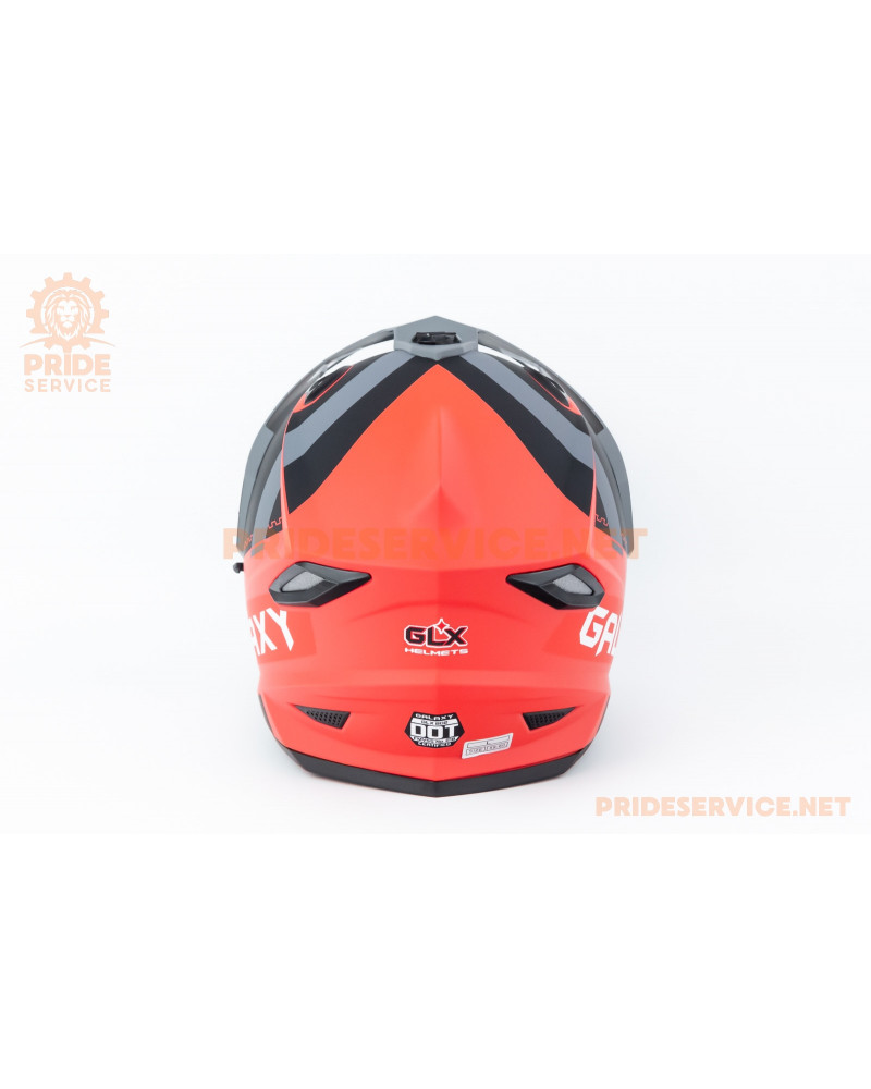 Шолом кросовий з візором (стандарт DOT), висувні окуляри GLX-802 L (59-60см), чорно-червоний мат