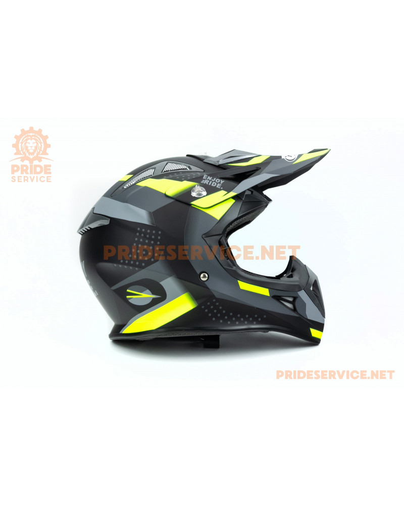 Шолом кросовий JUNIOR HF-116 XL (55-56см), чорно-зелений мат Q267-Y