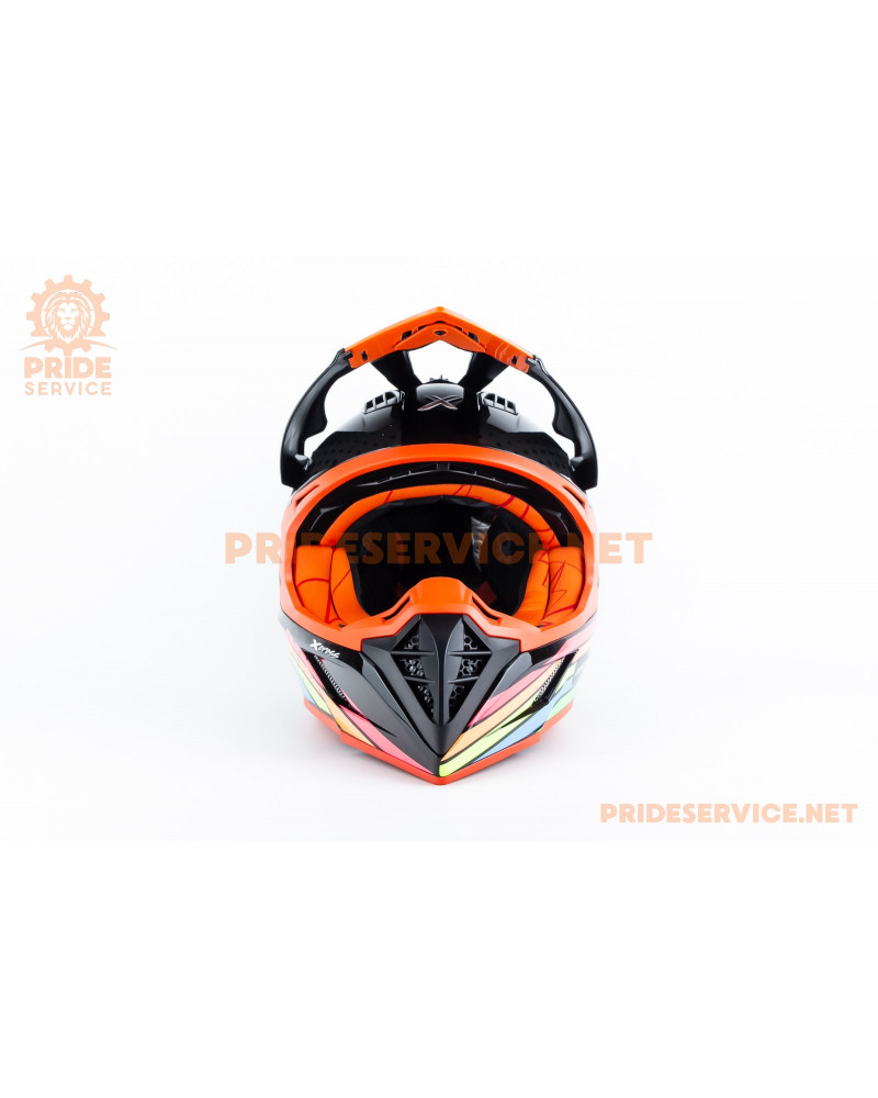 Шолом кросовий X CROSS X2 (стандарт DOT/ECE) L (59-60см), чорно-помаранчевий Шолом кросовий X CROSS X2 (стандарт DOT/ECE) L (59-60см), чорно-помаранчевий