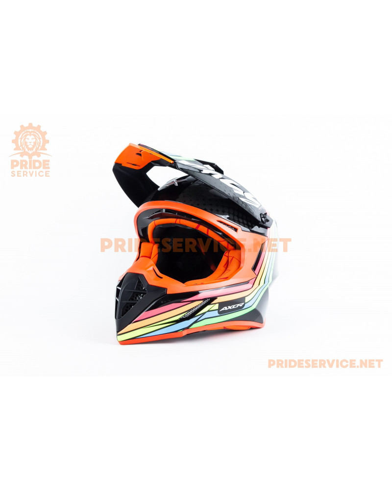 Шолом кросовий X CROSS X2 (стандарт DOT/ECE) L (59-60см), чорно-помаранчевий Шолом кросовий X CROSS X2 (стандарт DOT/ECE) L (59-60см), чорно-помаранчевий