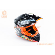 Шолом кросовий X CROSS X2 (стандарт DOT/ECE) L (59-60см), чорно-помаранчевий