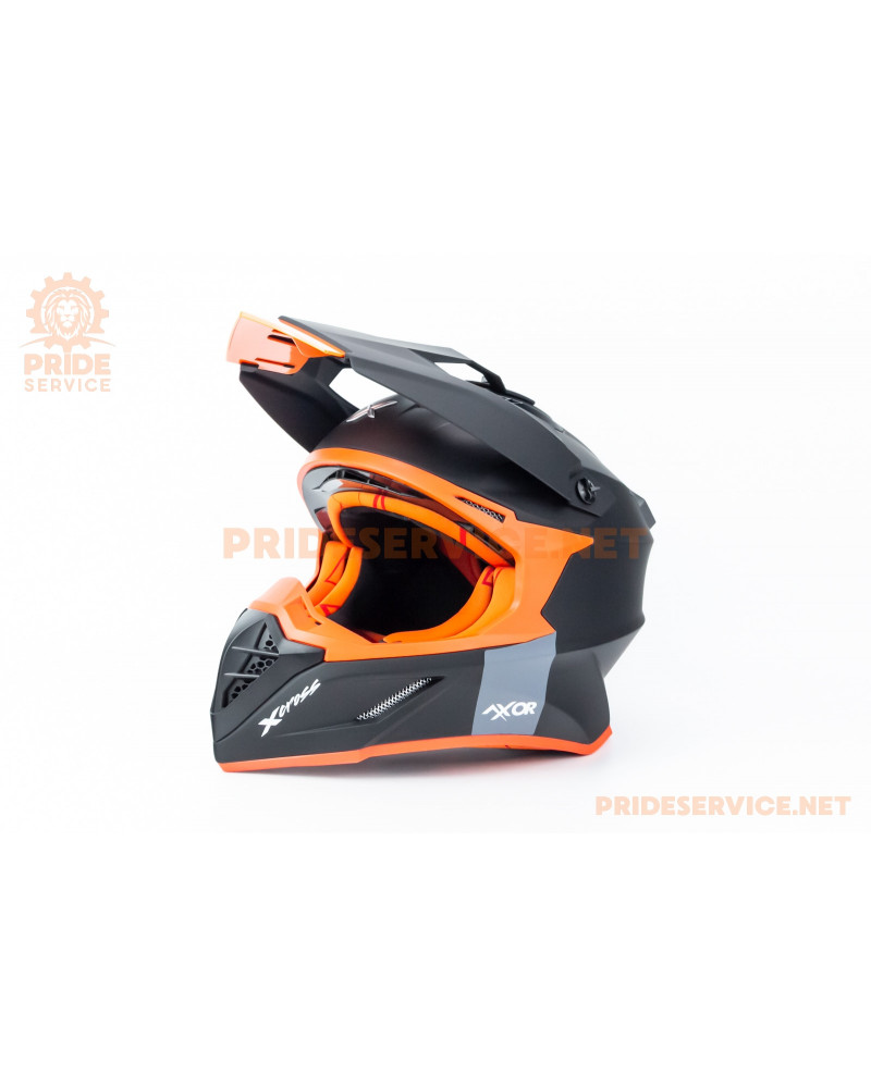 Шолом кросовий X CROSS (стандарт DOT/ECE) S (55-56см), чорно-помаранчевий мат