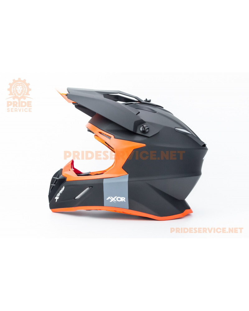 Шолом кросовий X CROSS (стандарт DOT/ECE) S (55-56см), чорно-помаранчевий мат