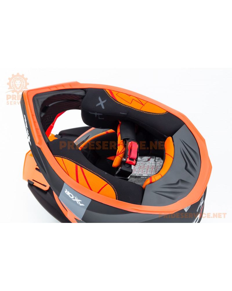 Шолом кросовий X CROSS (стандарт DOT/ECE) S (55-56см), чорно-помаранчевий мат