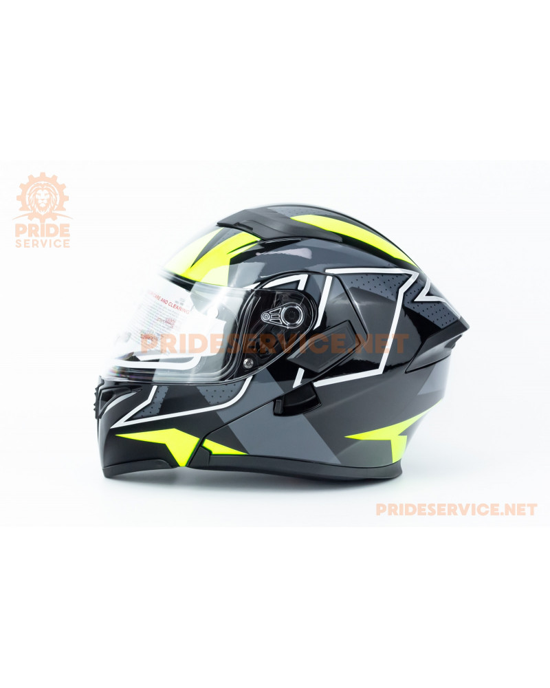 Шолом модуляр з відкидним підборіддям, висувні окуляри GLX-902 S (55-56см), чорно-салатовий