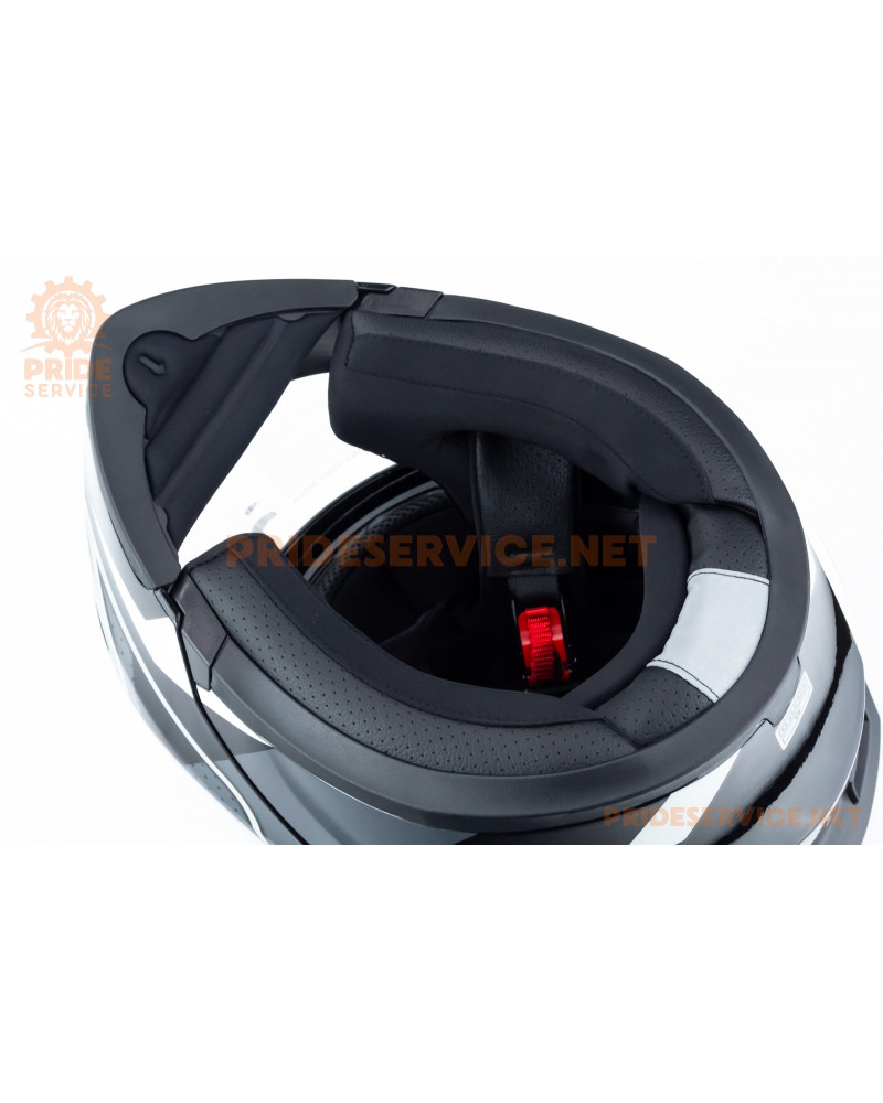 Шолом модуляр з відкидним підборіддям, висувні окуляри GLX-902 M (57-58см), чорно-білий