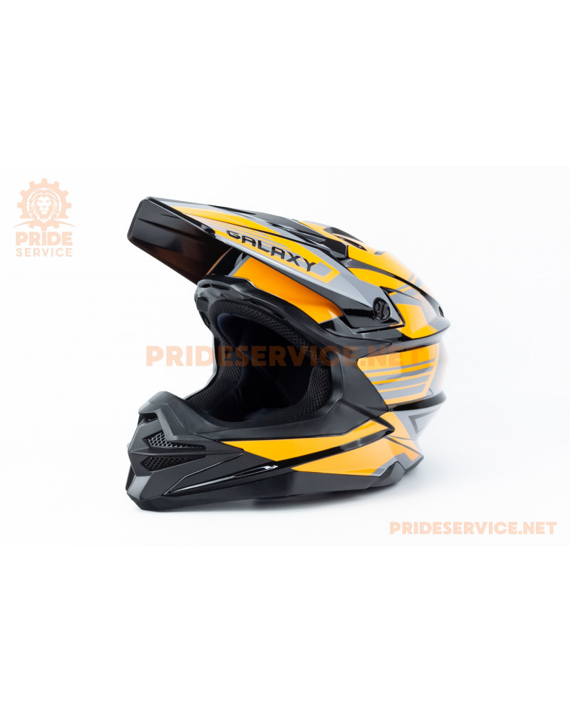 Шолом кросовий (стандарт DOT) GLX-803 L (59-60см), чорно-помаранчевий